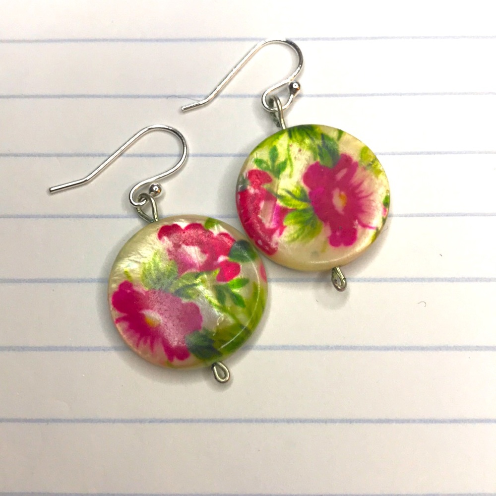 Floral bead earrings - handmade